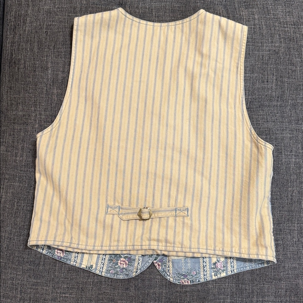 Vintage 90s Lizwear Floral Patchwork Vest Cottagecore Prairie Button Front - Picture 3 of 4